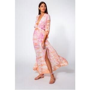 YOUNG FABULOUS & BROKE Dusty Rose Sheena Tie-dye Maxi Dress